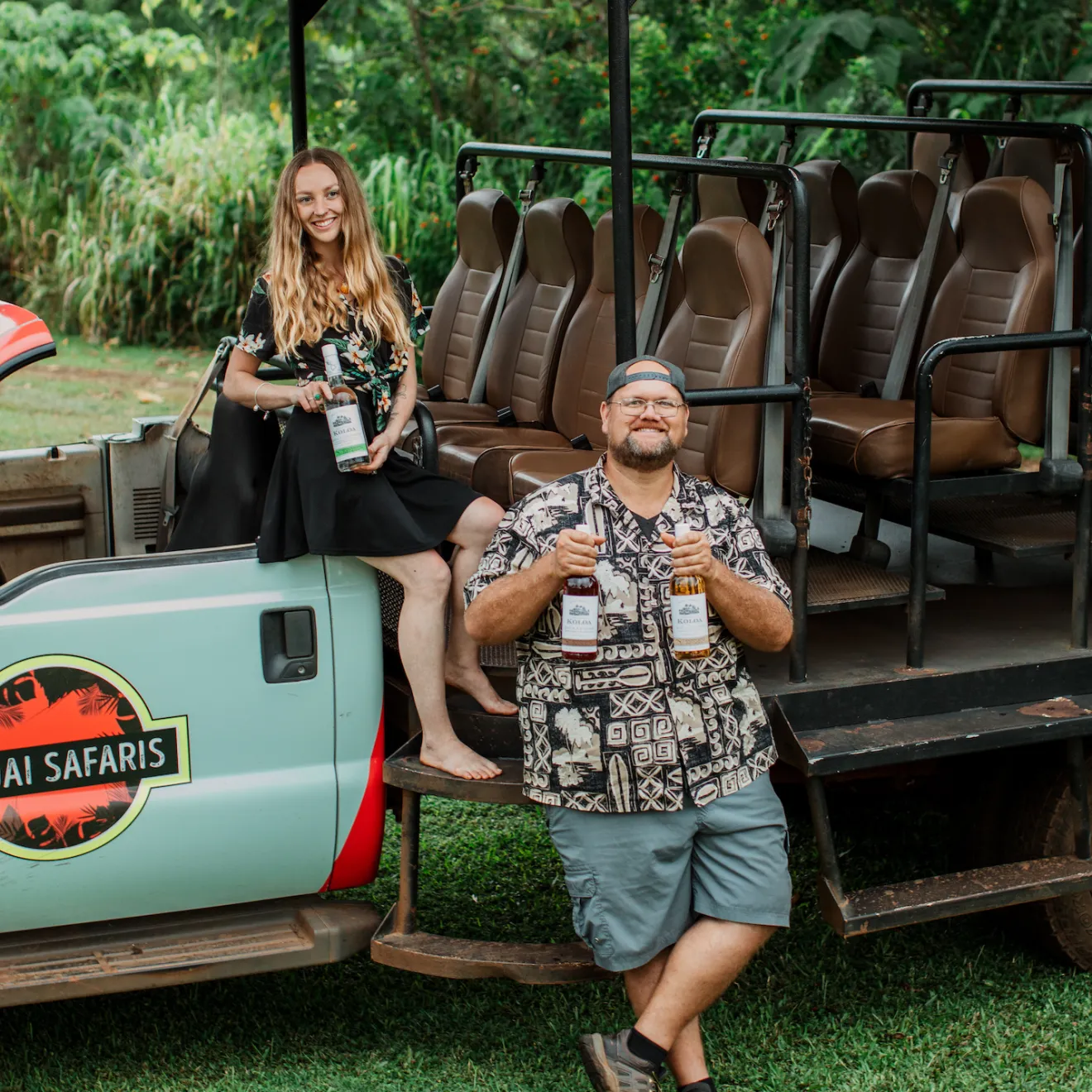 a group of people standing in front of a truck